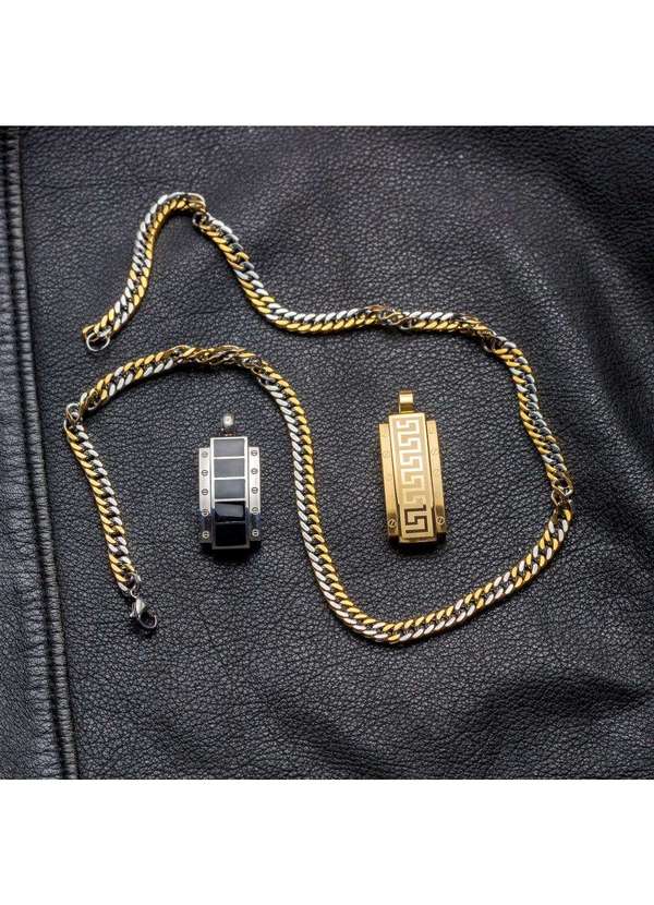 Convex - Pingente Aço Trabalhado Parafuso Lateral com Resina 40x16mm Prata 5