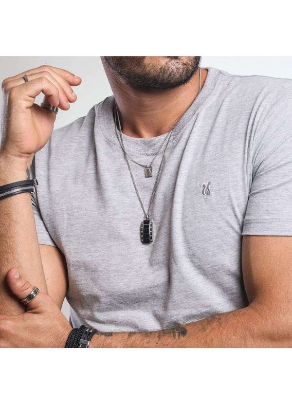 Convex - Pingente Aço Trabalhado Parafuso Lateral com Resina 40x16mm Prata 6