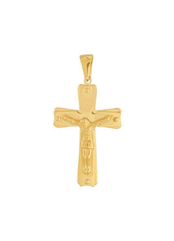 Convex - Pingente de Aço Crucifixo com Cristo Ipg 45x28mm Dourado