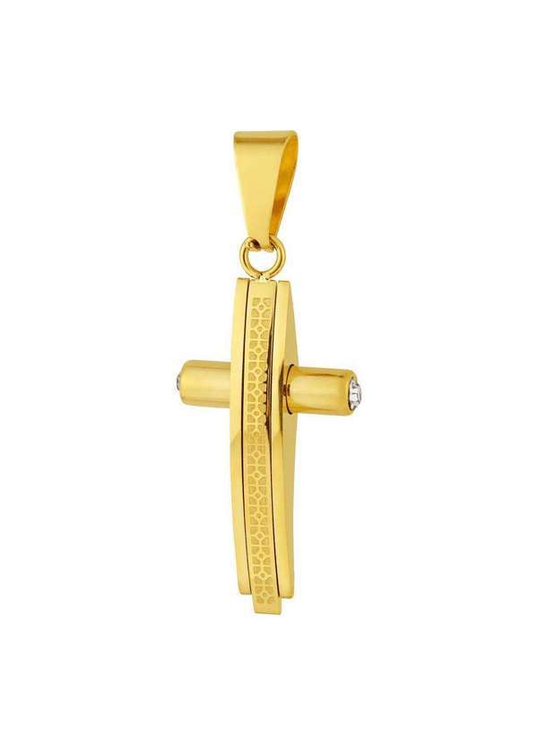 Convex - Pingente de Aço Cruz Ipg Trabalhada 30x15mm Dourado