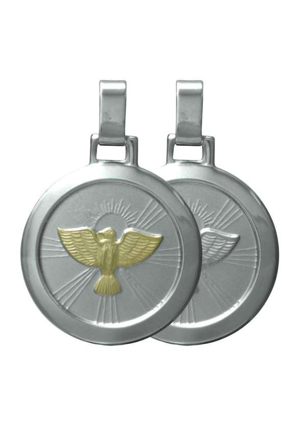 Convex - Pingente de Aço Espirito Santo com Ouro 18k Prata