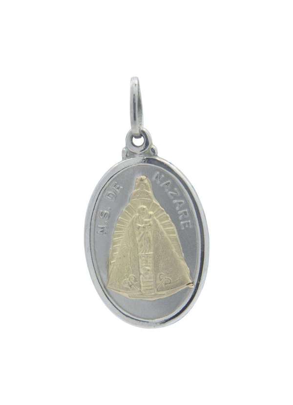 Convex - Pingente de Aço Nossa Senhora de Nazaré com Ouro 23x16mm Prata
