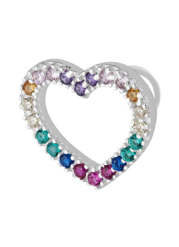 Convex - Pingente de Prata Coração Rainbow com Zircônias Coloridas 1 Prata