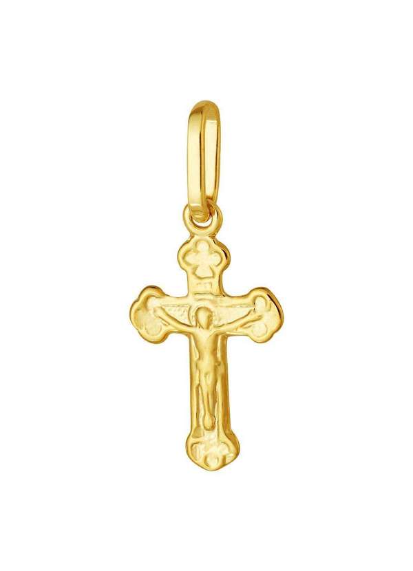 Convex - Pingente de Prata Crucifixo Small Revestida 18k 15x9mm Dourado