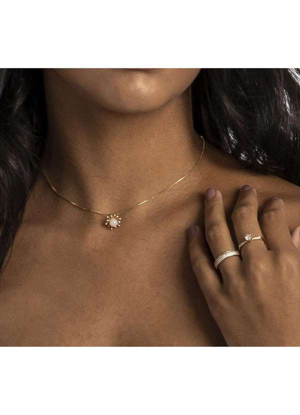 Convex - Pingente de Prata Encanto Pérola Revestida Ouro 18k e Zircô Dourado 4