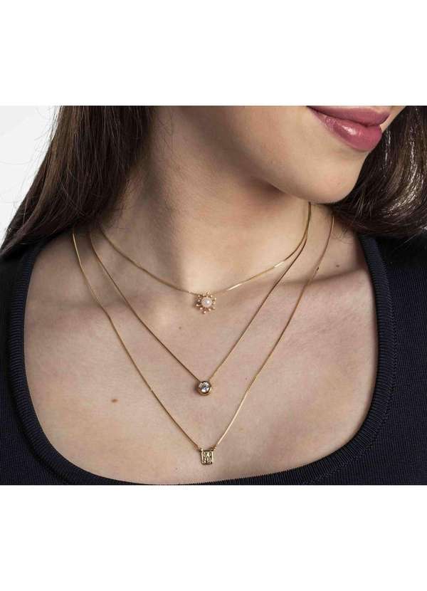 Convex - Pingente de Prata Encanto Pérola Revestida Ouro 18k e Zircô Dourado 5