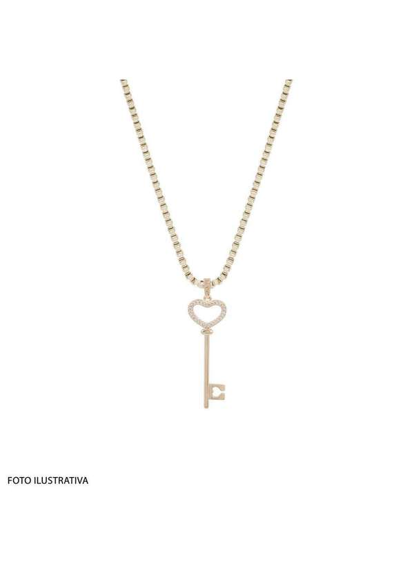 Convex - Pingente Prata c/ Ouro 18k Chave com Zircônia 40x13mm Dourado 2