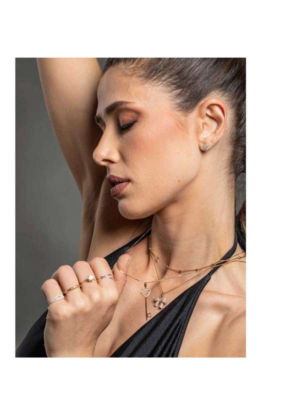 Convex - Pingente Prata c/ Ouro 18k Chave com Zircônia 40x13mm Dourado 5