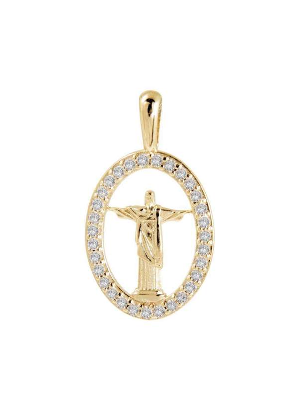 Convex - Pingente Prata c/ Ouro 18k Cristo com Zircônia Swarovski Dourado