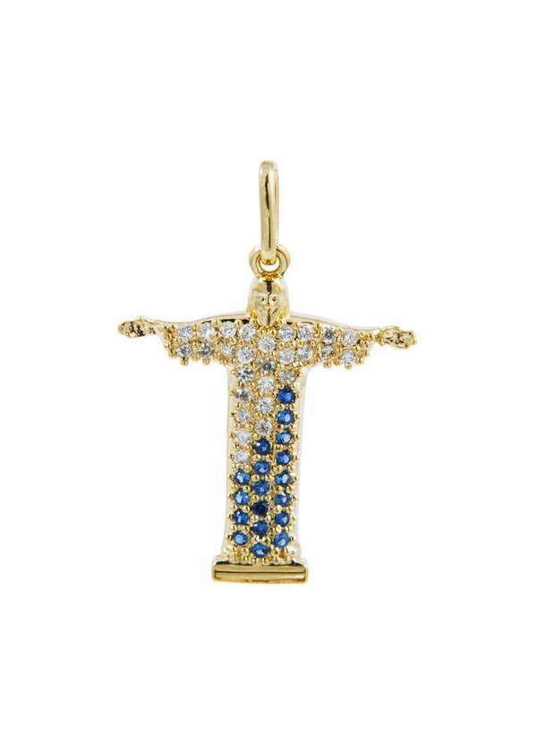 Convex - Pingente Prata c/ Ouro 18k Cristo com Zircônias 20x18mm Dourado