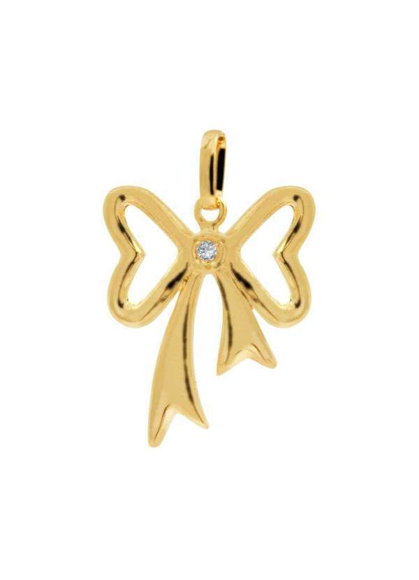 Convex - Pingente Prata c/ Ouro 18k Laço e Coração com Zircônia Dourado