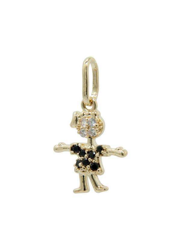 Convex - Pingente Prata c/ Ouro 18k Menina com Zircônias 14x12mm Dourado
