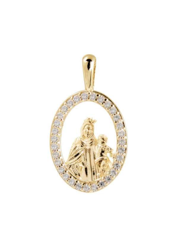 Convex - Pingente Prata c/ Ouro 18k Nsra. do Carmo Zircônia Dourado