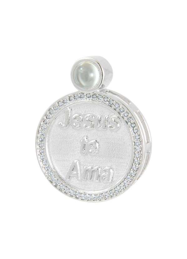 Convex - Pingente Prata com Rodio Neo Crystal Jesus Te Ama Prata