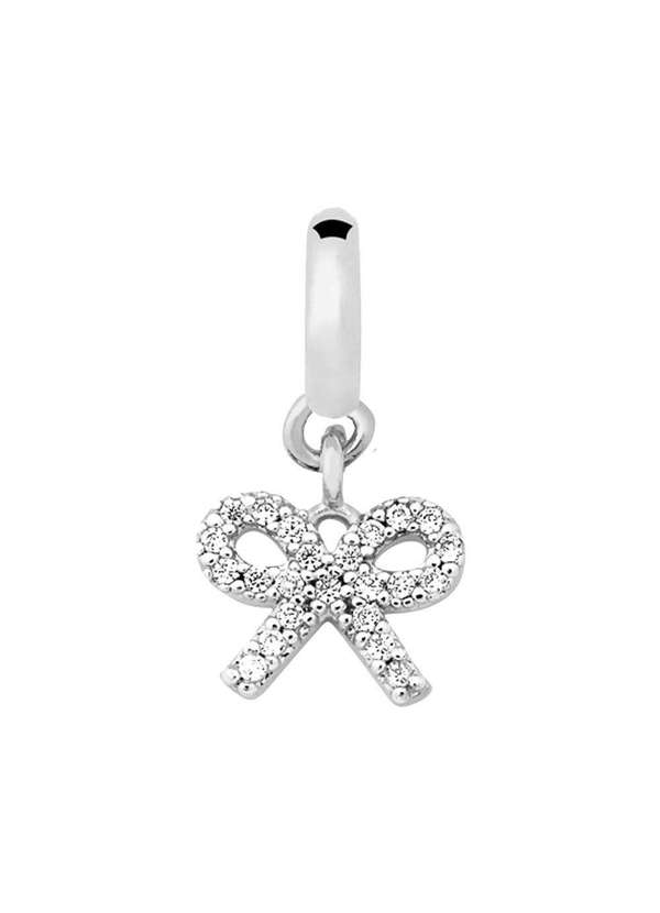 Convex - Pingente Prata Link Laço com Zircônia Branca 19x9mm Prata