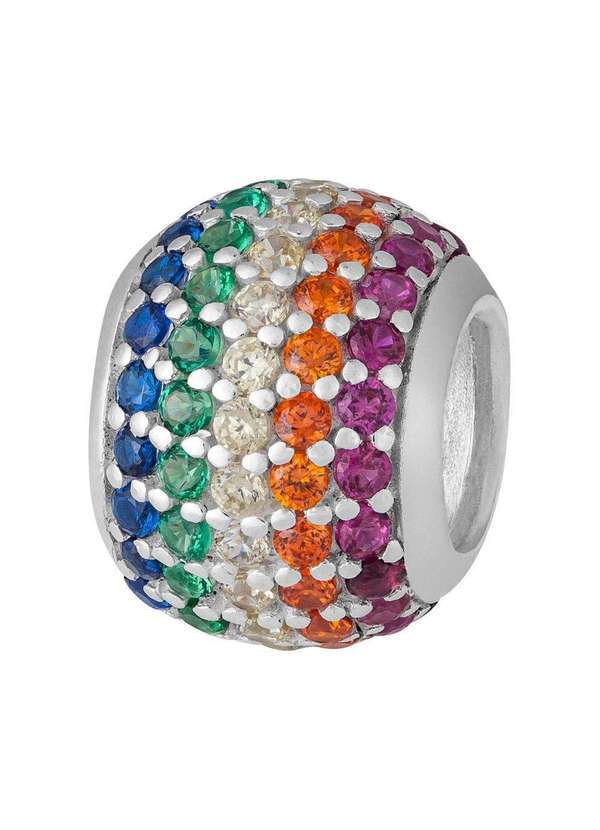 Convex - Pingente Prata Link Separador com Zircônias Coloridas Prata