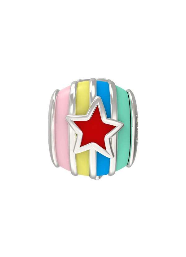 Convex - Pingente Prata Link Tubo Separador com Resina Colors Prata