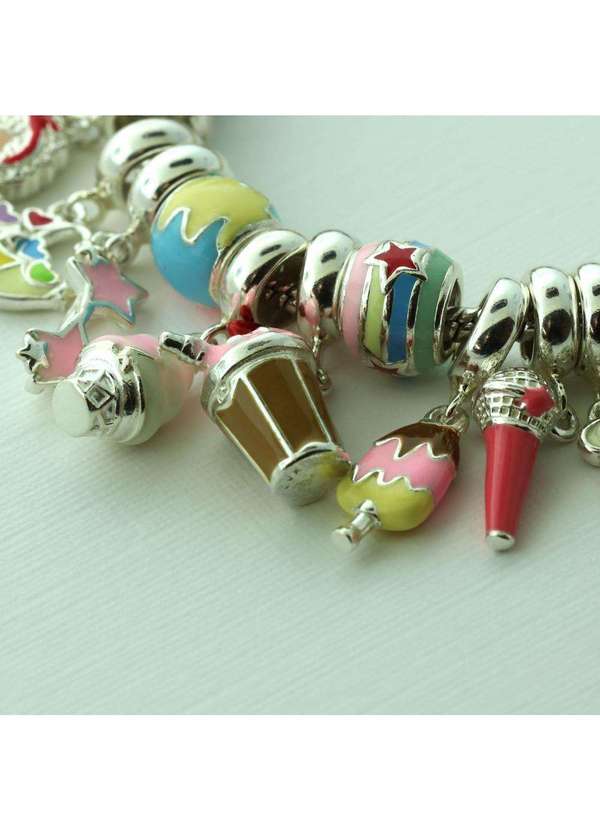 Convex - Pingente Prata Link Tubo Separador com Resina Colors Prata 3