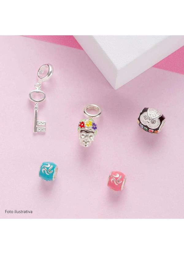 Convex - Pingente Prata Link Tubo Separador Convex com Resina Azul Prata 4