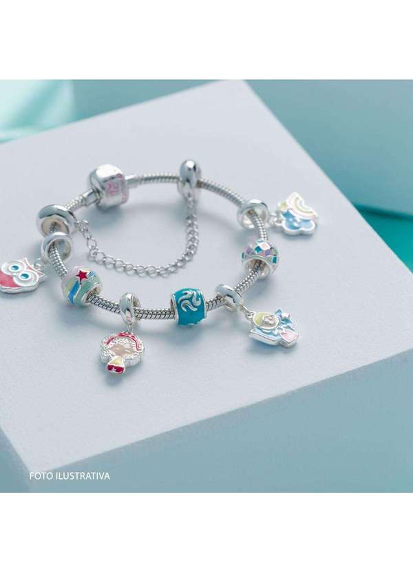 Convex - Pingente Prata Link Tubo Separador Convex com Resina Azul Prata 5