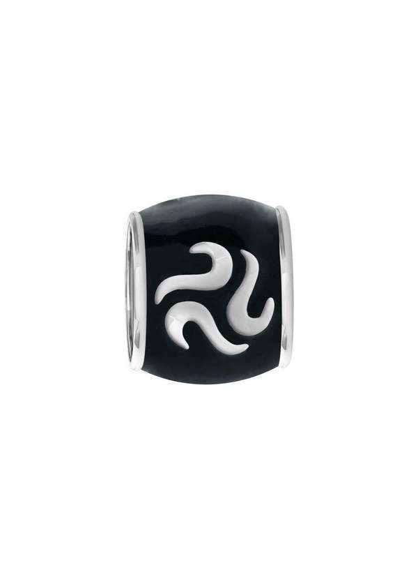 Convex - Pingente Prata Link Tubo Separador Convex com Resina Preto Prata