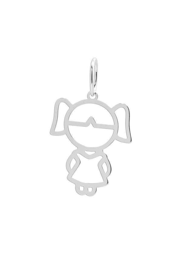 Convex - Pingente Prata Menina Laser 16x13mm Prata