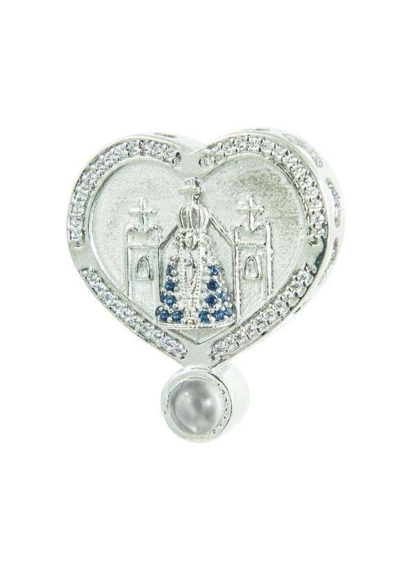 Convex - Pingente Prata Neo Crystal Coração Nsra. Aparecida 28x24mm Prata