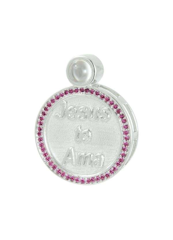 Convex - Pingente Prata Neo Crystal Jesus Te Ama com Zircônia Prata