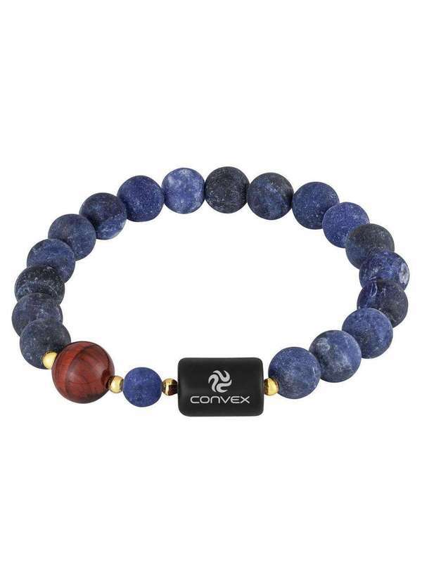 Convex - Pulseira Nordic Magna Pedra Sodalita Fosca 8mm e Obsidiana Azul