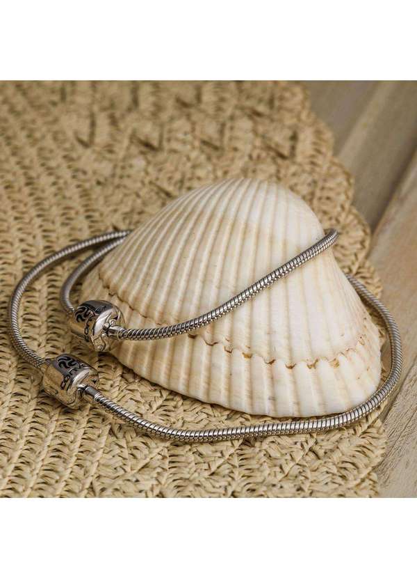 Convex - Pulseira Prata para Berloque Link Adulto com Resina 15cm Prata 4