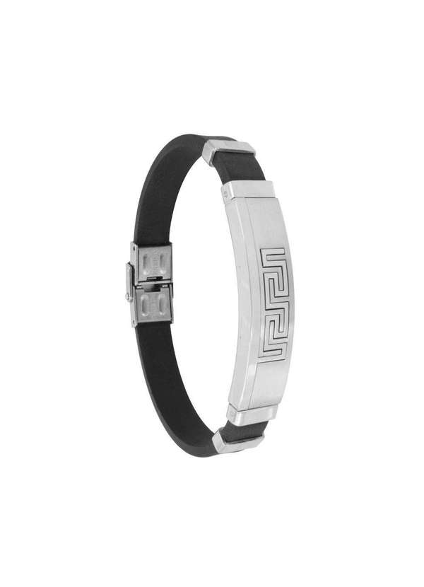 Convex - Pulseira Aço Chapa Grego e Caucciù 12mm Preto