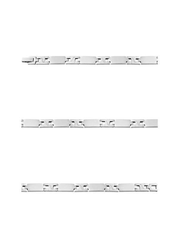 Convex - Pulseira Aço Chapa Lisa com H Trabalhada 7.35mm Prata
