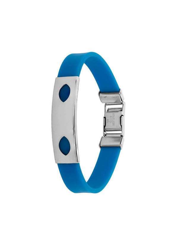 Convex - Pulseira Aço Color Teen Azul c/ Desenho Oval 10mm 21cm Azul
