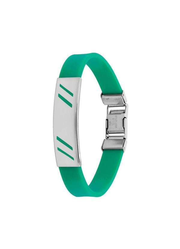 Convex - Pulseira Aço Color Teen Verde c/ Desenho Diagonal 10mm 21cm Verde