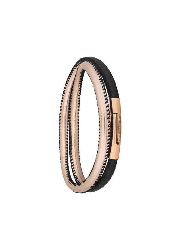 Convex - Pulseira Aço Duo Black e Rose Ipr Fecho com Zircônia 5mm Prata