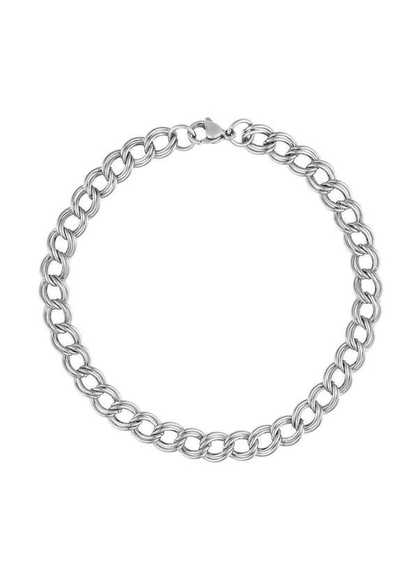 Convex - Pulseira Aço Groumet Elos Duplos 6.50mm 21cm Prata