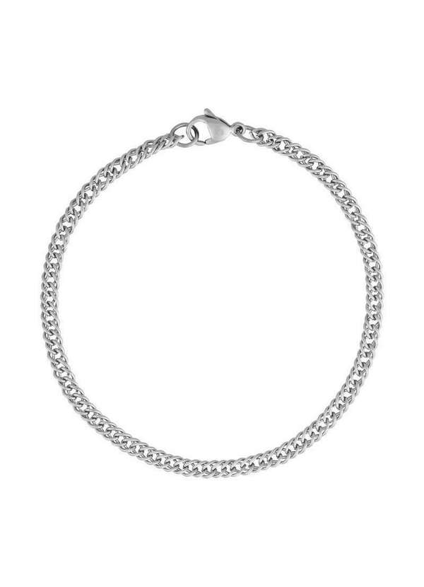 Convex - Pulseira de Aço Elos Duplos Fio Fino 19cm Prata