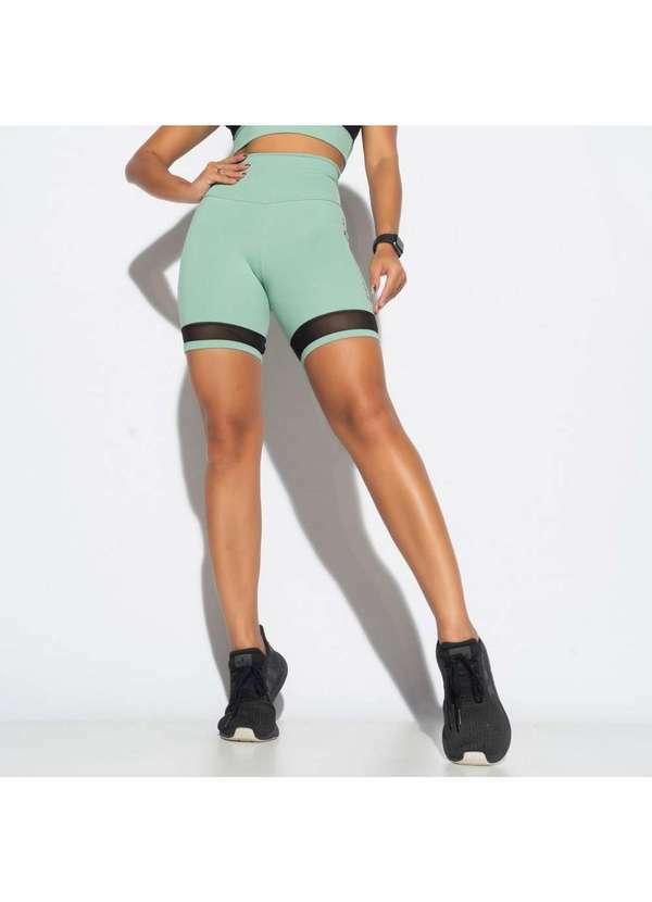 Honey Be - Bermuda Fitness Verde Recorte em Tule Bd162 Verde