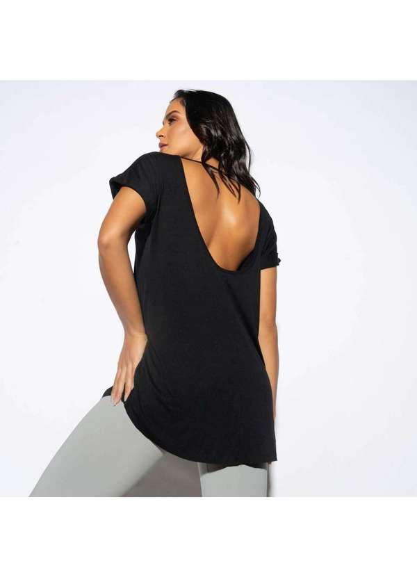 Honey Be - Blusa Fitness Decote Costas Preta Bl393 Preto