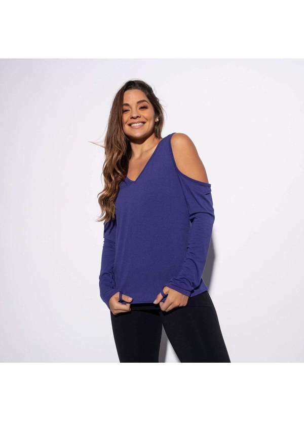 Honey Be - Blusa Fitness Viscolycra Roxa Decote e Ombros Dedinho Bl359 Roxo