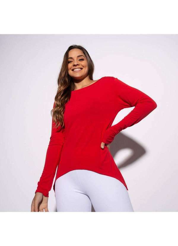 Honey Be - Blusa Vermelha Manga Longa Lisa Bl335 Vermelho