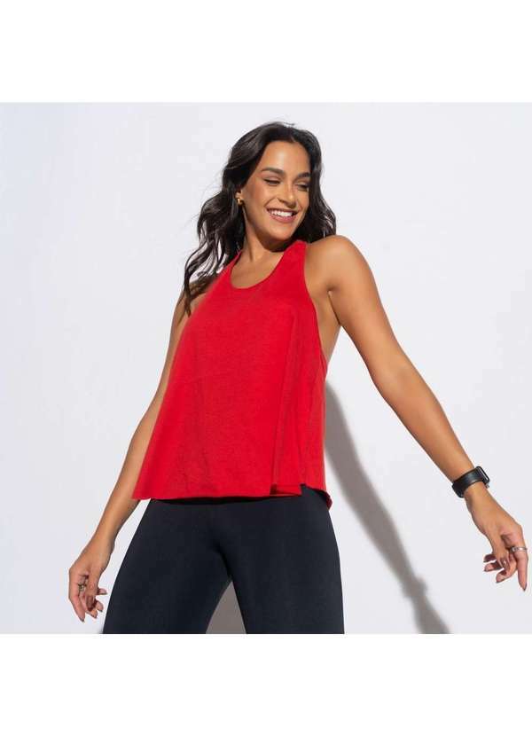 Honey Be - Camiseta Fitness Feminina Vermelha Nadador com Elástico Ct801 Vermelho