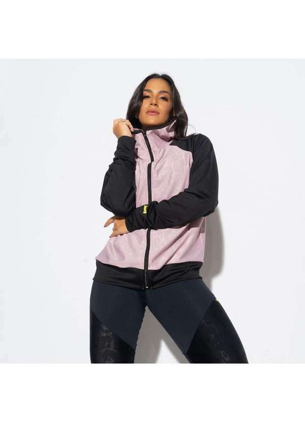 Honey Be - Casaco Fitness Oncinha Rosa com Recorte Cs088 Rosa