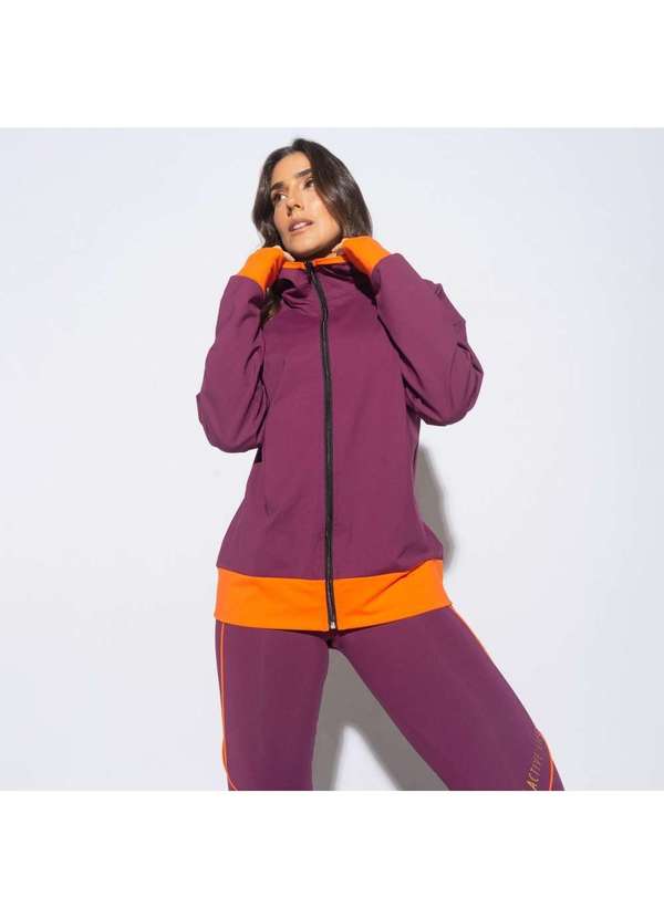 Honey Be - Casaco Fitness Roxo com Faixa Laranja Cs101 Roxo