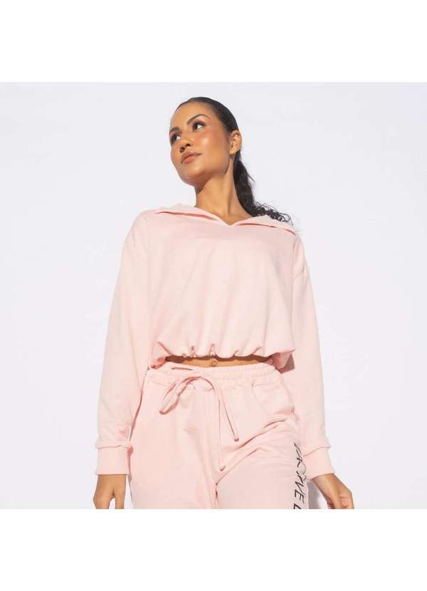 Honey Be - Casaso Fitness de Moletom Honey Gola Polo Rosa Cs096 Rosa