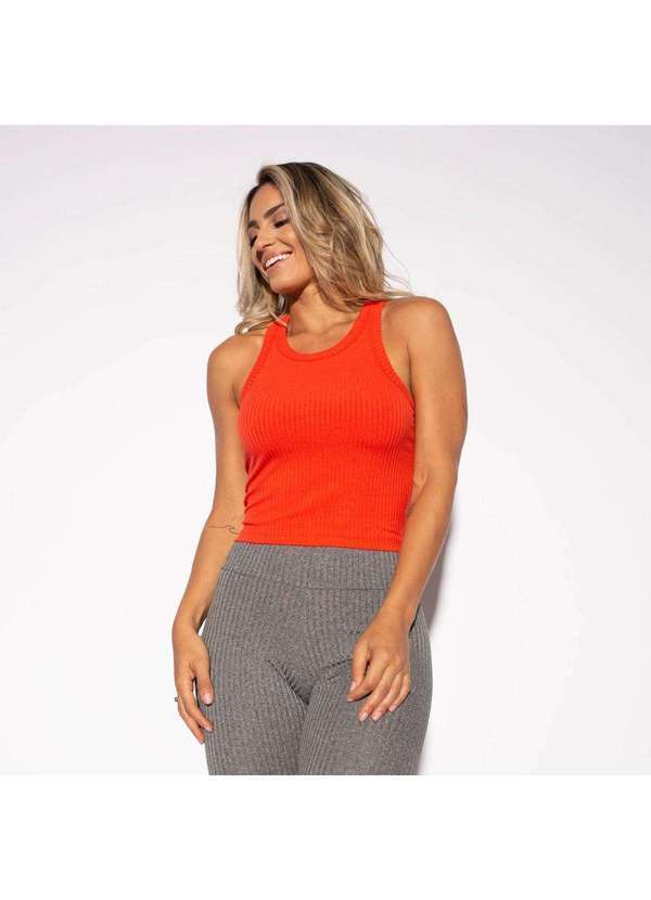 Honey Be - Cropped Fitness Canelado Laranja Cr055 Laranja