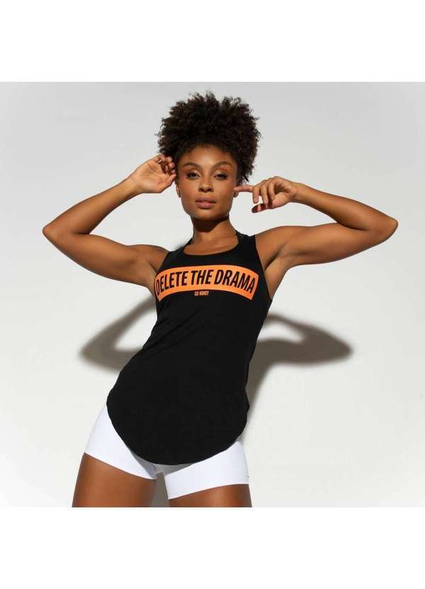 Honey Be - Regata Fitness Preta Delete The Drama Ct688 Preto
