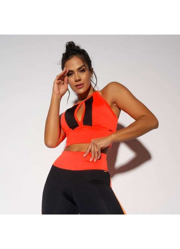 Honey Be - Top com Bojo Fitness Alcinha Laranja Neon Tp1047 Laranja