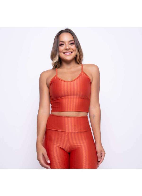Honey Be - Top Cropped Textura Laranja Tp685 Laranja