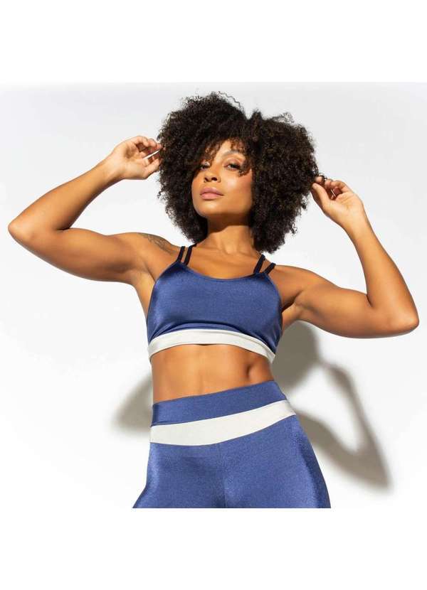 Honey Be - Top Fitness Azul Alcinhas Duplas Tp1136 Azul